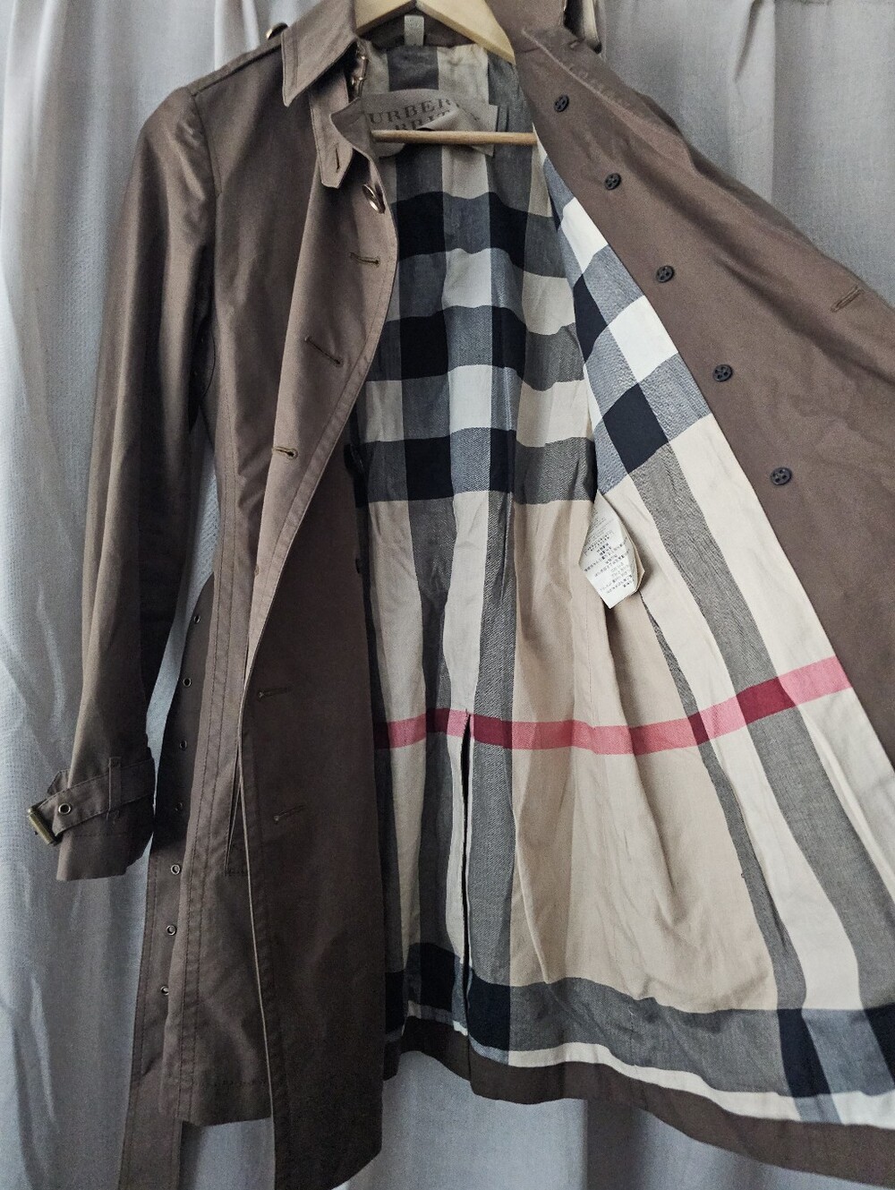 Burberry Green Cotton Trench Coat – Size UK 6 / US 4 - Picture 6 of 15